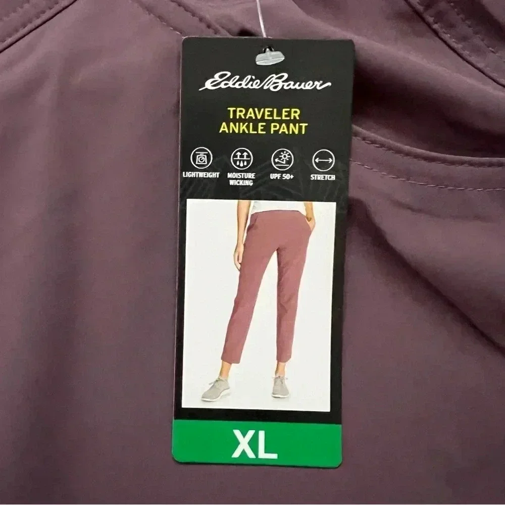 Eddie Bauer Traveler Ankle Pant Women Sz XL purple Stretch Light Weight 1669563